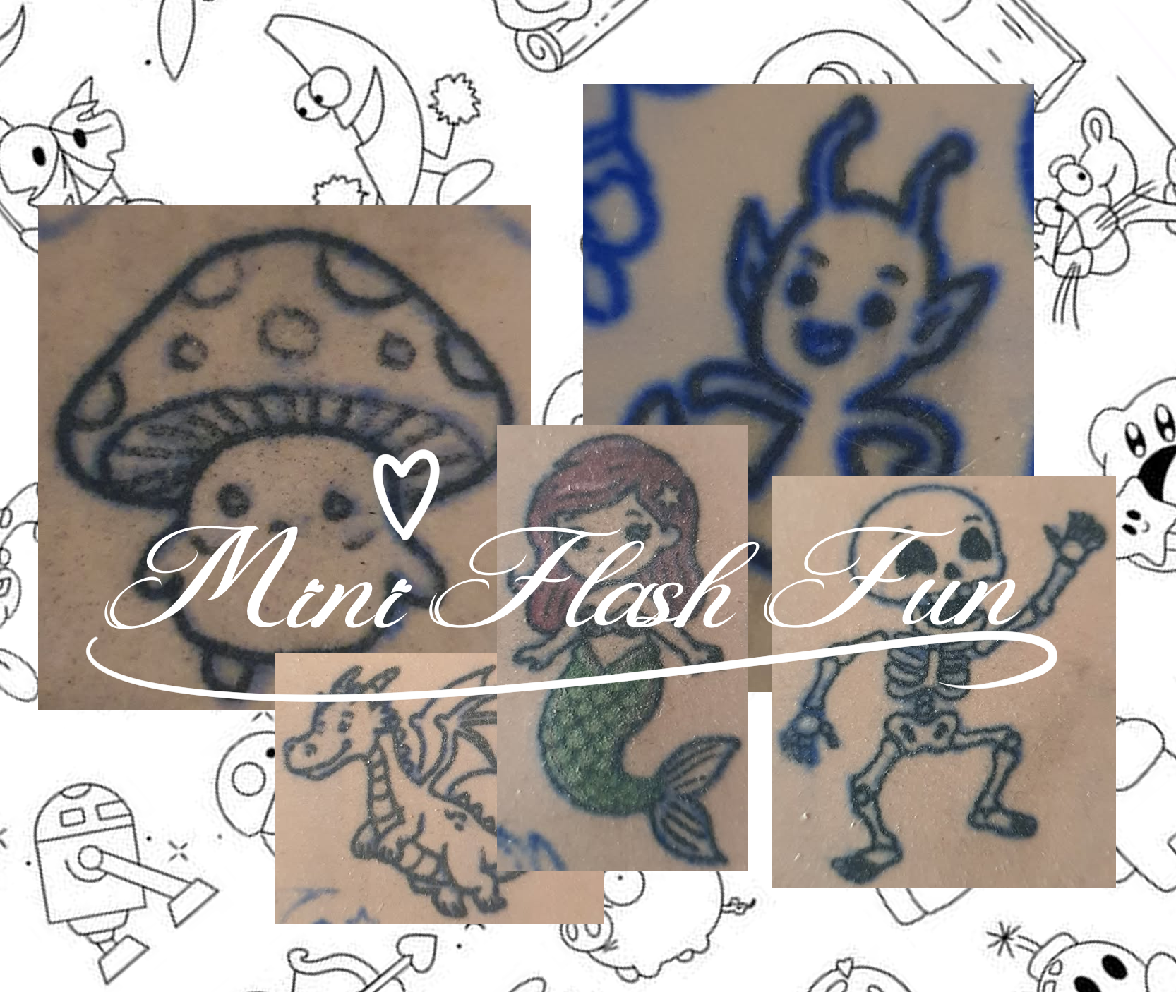 Mini mushroom tattoo detail