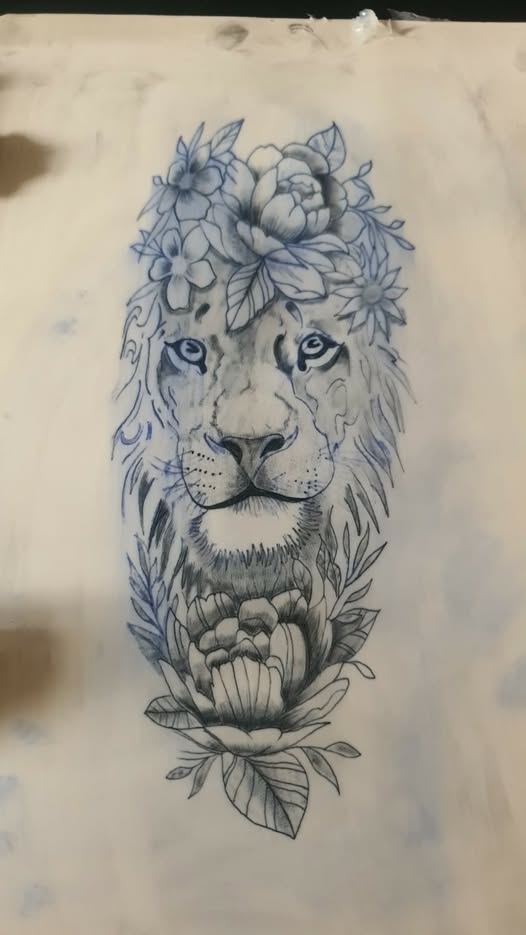 Floral tattoo linework